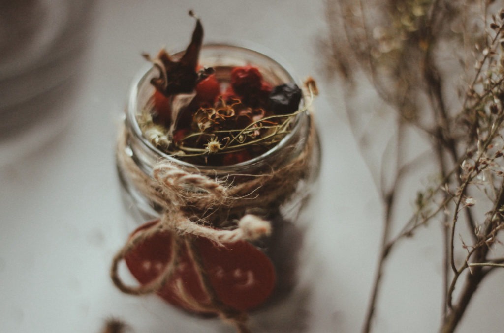 herbs in a jar