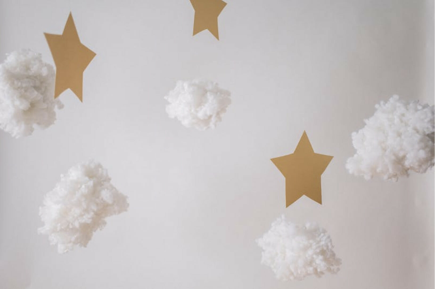decorative stars and cotton clouds