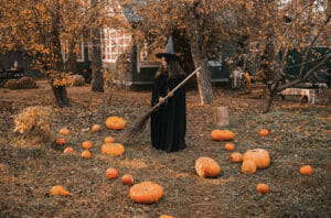 witch with pumpkins